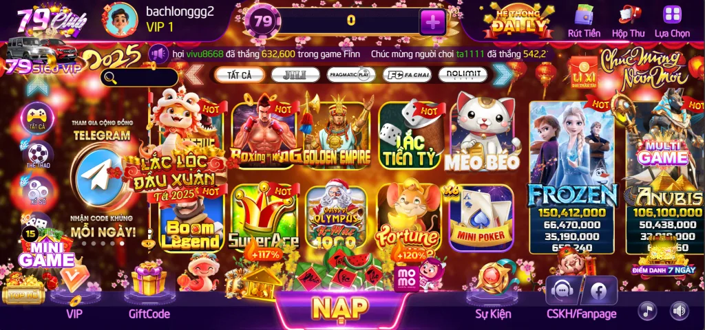Hệ thống trò chơi phong phú tích hợp trên 79club app