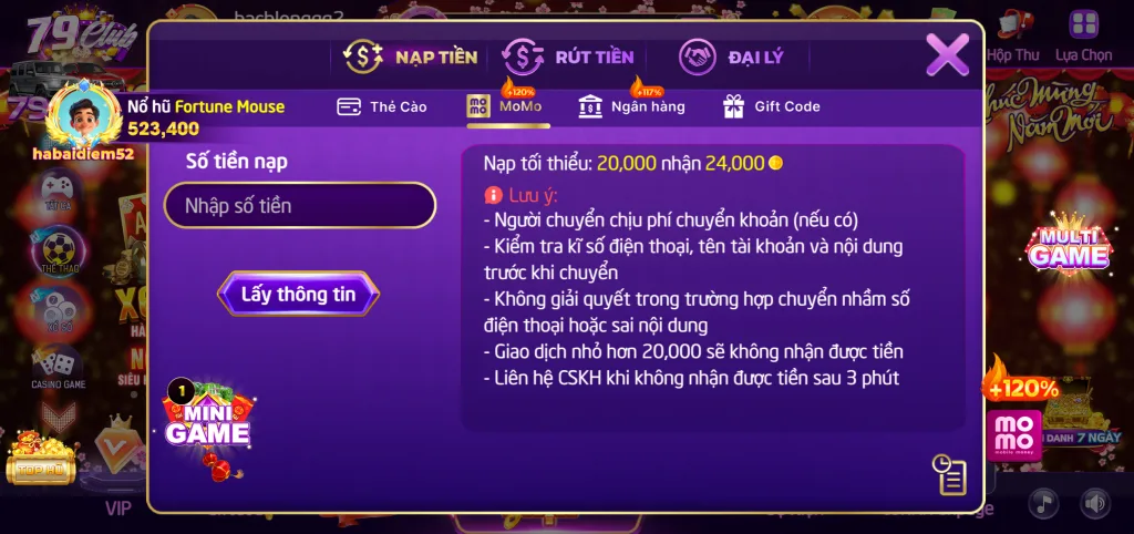nạp ví điện tử 79club