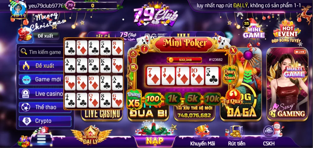 Trải nghiệm Mini Poker đẳng cấp tại 79club