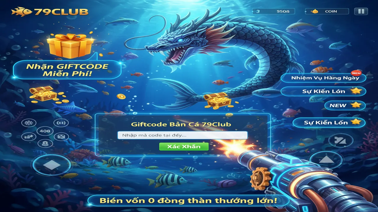 Hướng dẫn nhận Giftcode và ưu đãi chơi Bắn cá 79Club